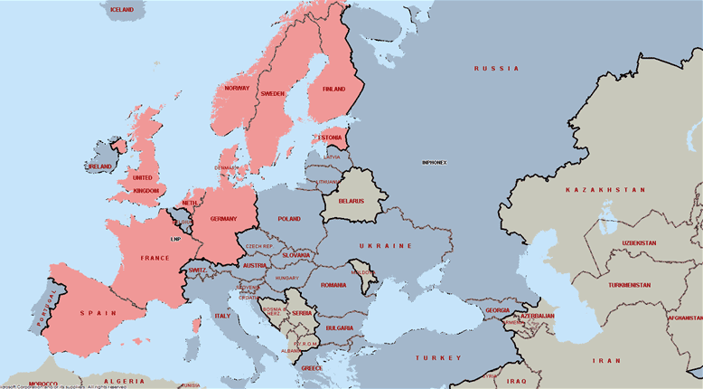 European Coverage of InPhonex services